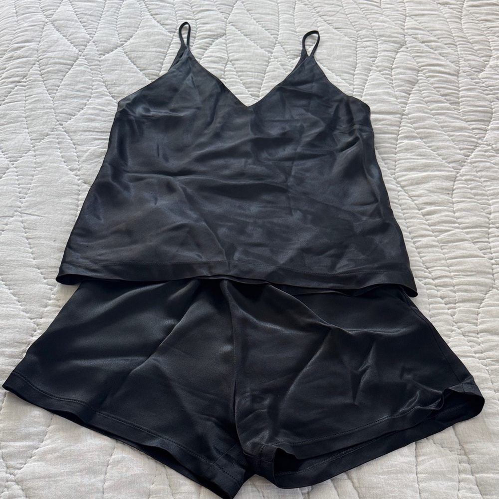 Elegant Black Satin Set